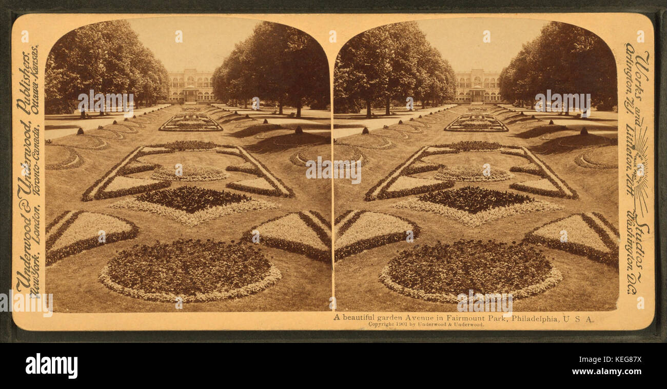 Un beau jardin avenue à Fairmount Park, Philadelphie, PA, à partir de Robert N. Dennis collection de vues stéréoscopiques 3 Banque D'Images