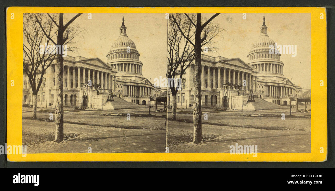 Front de l'Est du Capitole. Pose de la dernière pierre, Décembre, 1867, par E. & H.T. Anthony (Entreprise) Banque D'Images