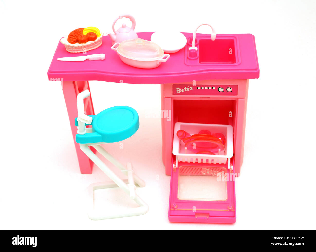 Barbie Vintage 1994 "beaucoup à faire" Set de cuisine - évier et lave-vaisselle jouet avec cabine Banque D'Images