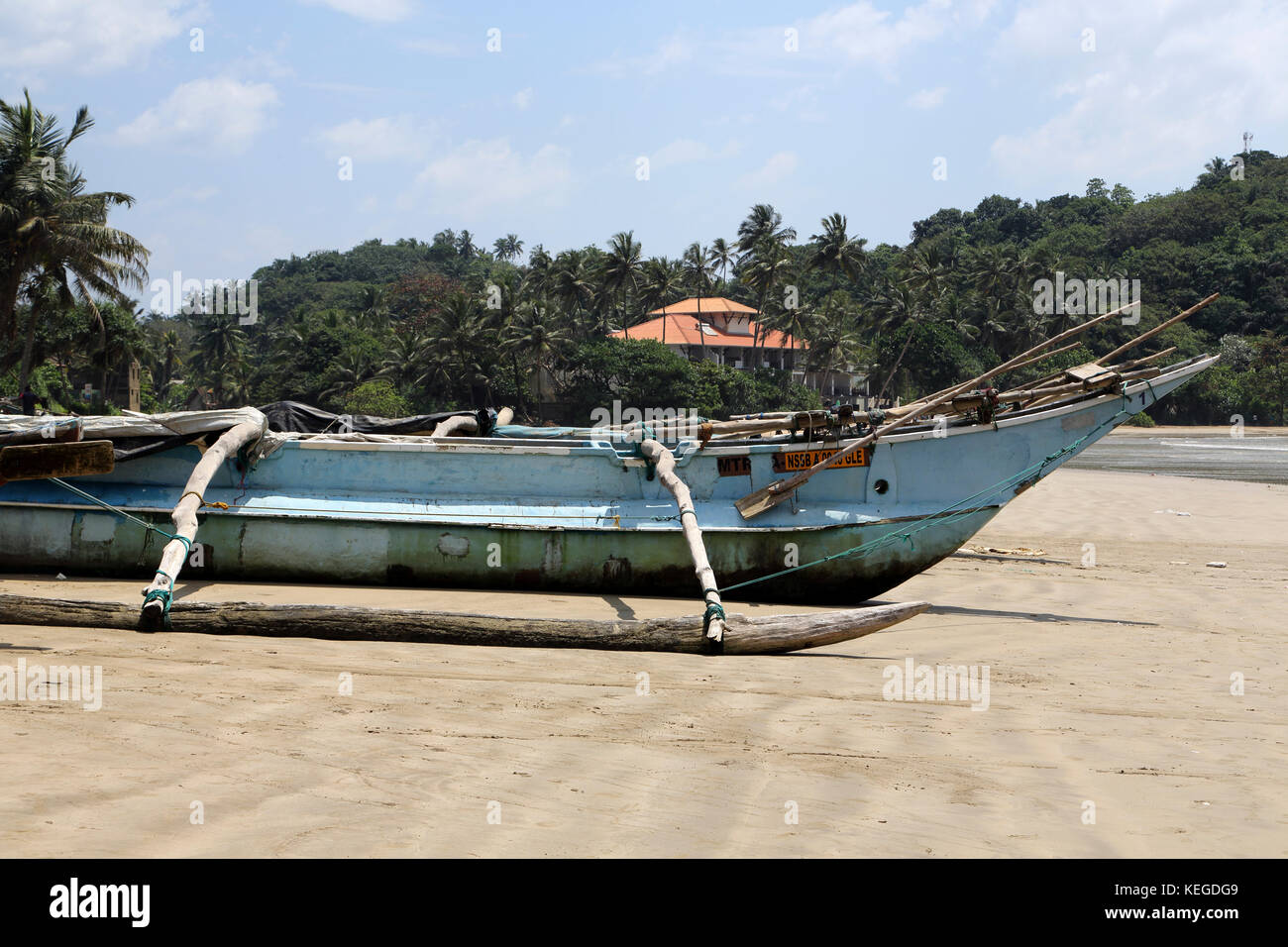 Unawatuna Galle Sri Lanka Province Sud sur Outrigger beach Banque D'Images