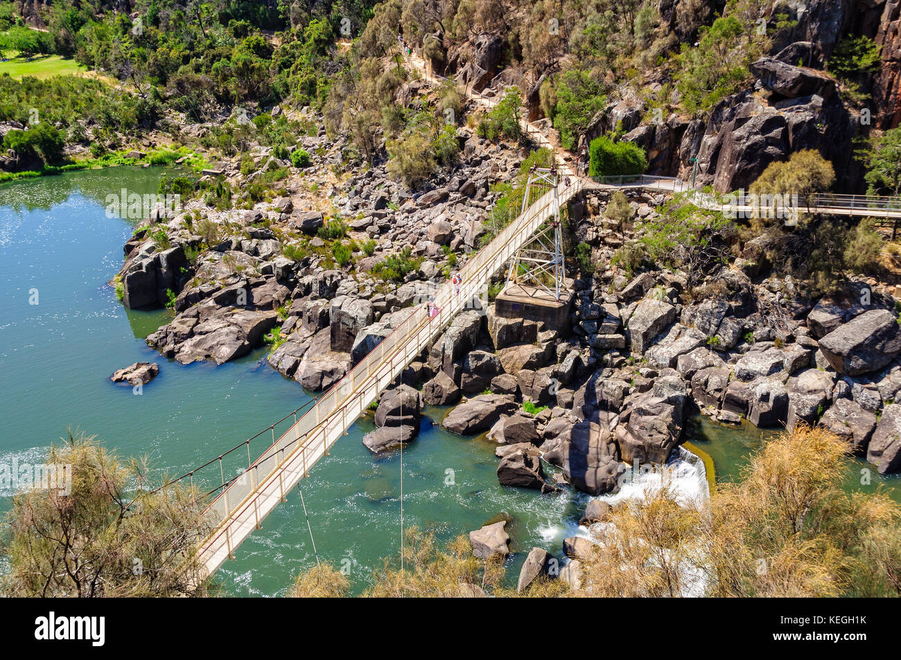 Le pont suspendu Alexandra à Cataract Gorge's premier bassin - Launceston, Tasmanie, Australie Banque D'Images