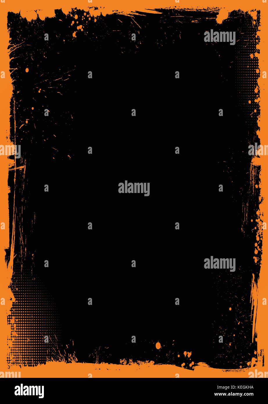 La verticale de l'halloween orange et noir avec bordure grunge background Illustration de Vecteur