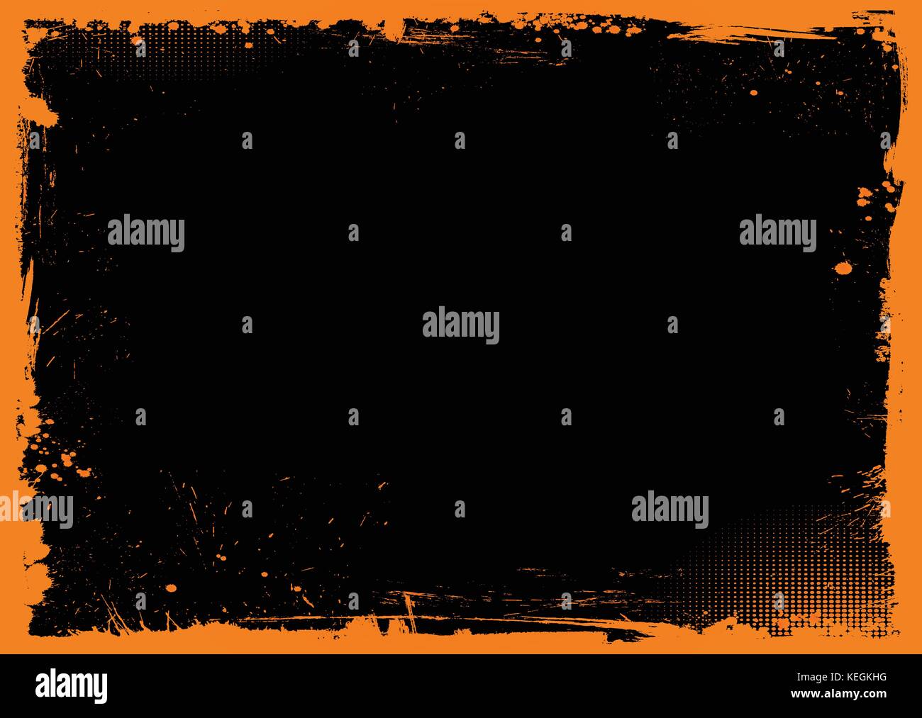 L'horizontale orange et noire avec fond frontière grunge halloween Illustration de Vecteur