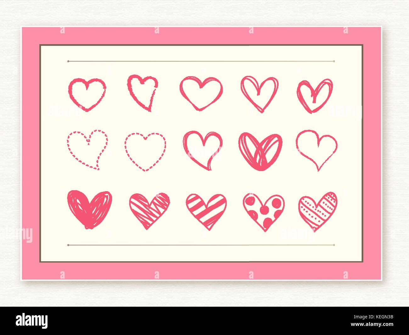 Dessin à la main rose love heart icons design element set Illustration de Vecteur