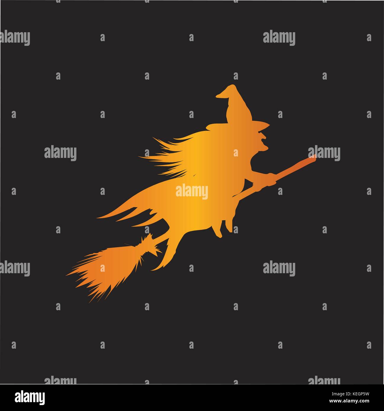 Le dégradé orange halloween de sorcière icône plate Illustration de Vecteur