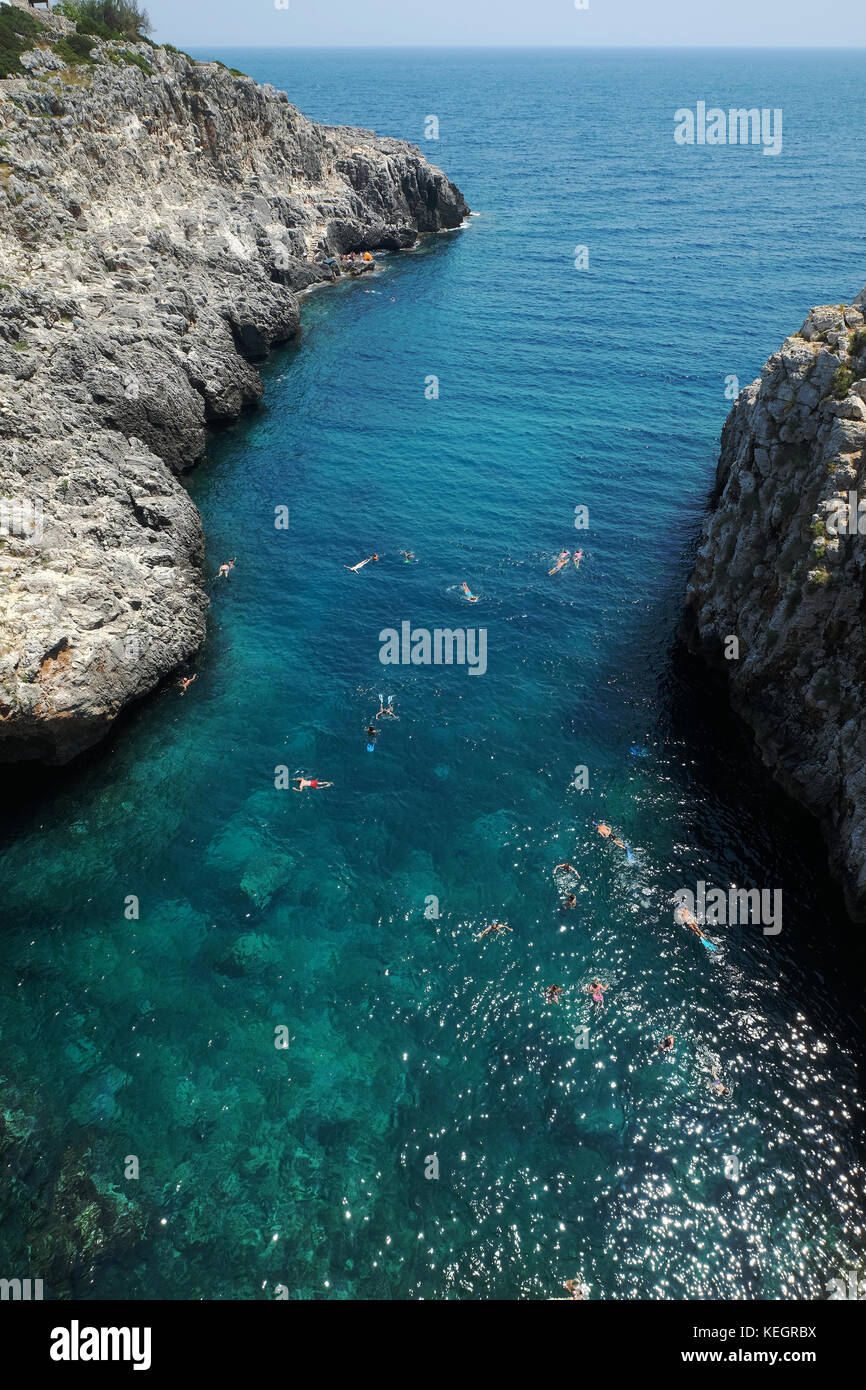 Vue depuis le pont de Ciolo, Gagliano del capo, Lecce, Puglia Banque D'Images