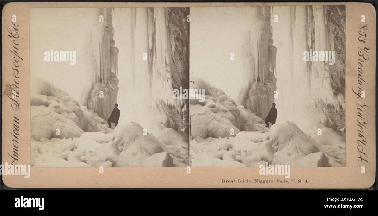 Grande stalactite, Niagara Falls, U.S.A, par American Stereoscopic Co., fl. 1896-1906 Banque D'Images