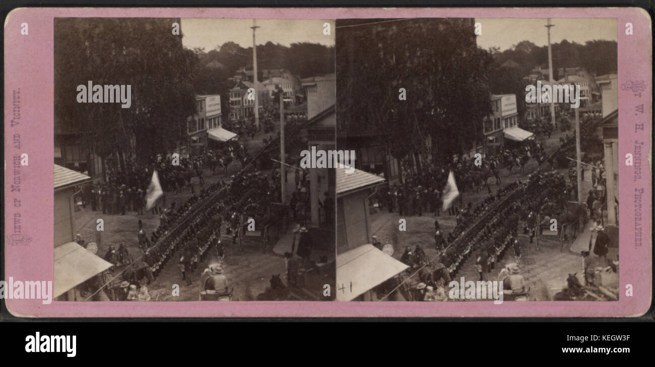 Cette image représente la Garde du Gouverneur à Franklin Square, un lieu historique, montrant probablement un événement militaire ou cérémoniel officiel. Il a été capturé par W. H. Jennings. Banque D'Images