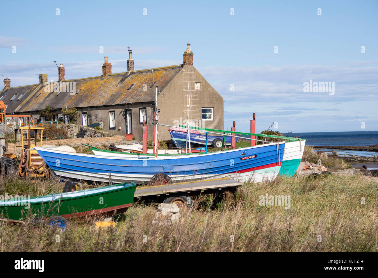 Boulmer un petit village de pêcheurs sur la côte de Northumbrie, Northumberland, England, UK Banque D'Images