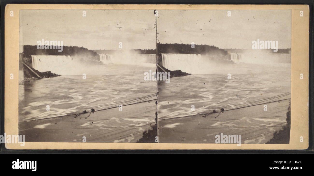 Man tightrope sur les rapides, les chutes du Niagara, à partir de Robert N. Dennis collection de vues stéréoscopiques Banque D'Images