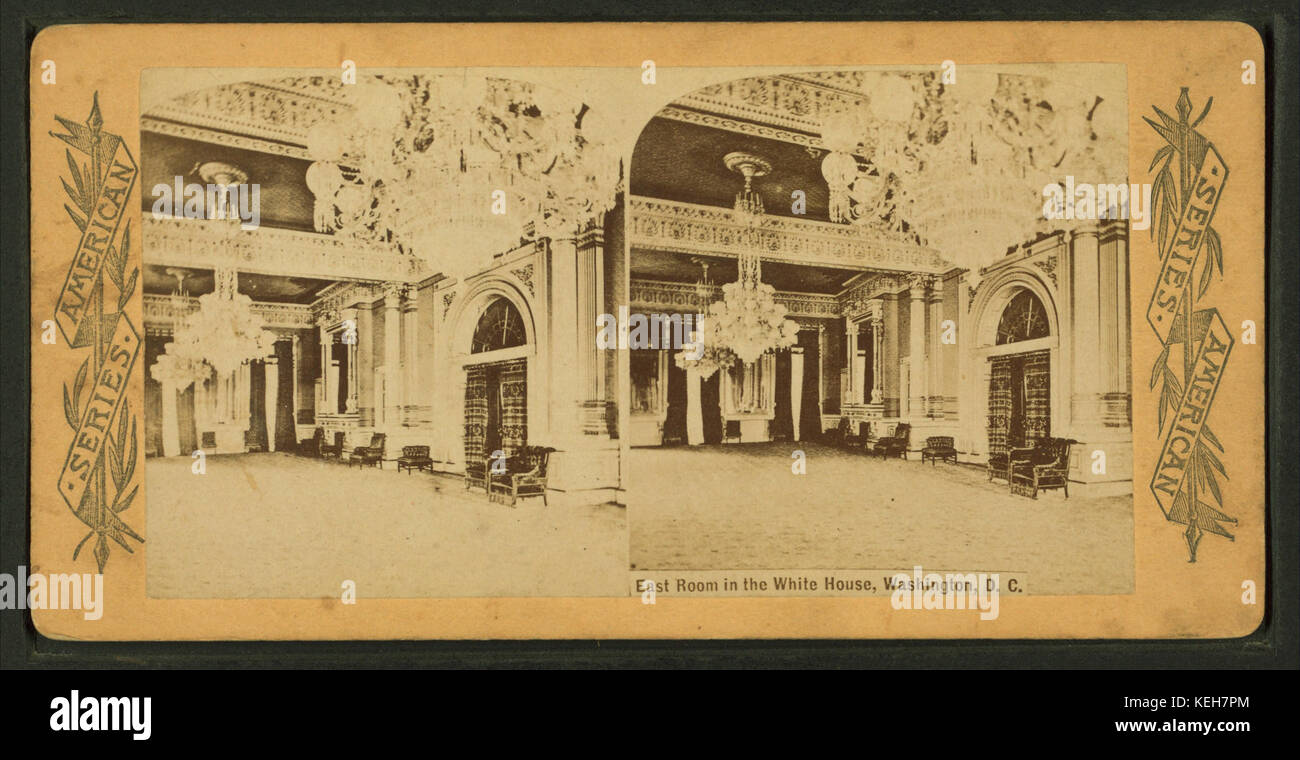 Une vue stéréoscopique de la salle est de la Maison Blanche, qui fait partie de la collection Robert N. Dennis, montrant l'intérieur de la résidence présidentielle américaine. Banque D'Images Une vue stéréoscopique de la salle est de la Maison Blanche, qui fait partie de la collection Robert N. Dennis, montrant l'intérieur de la résidence présidentielle américaine. Banque D'Images