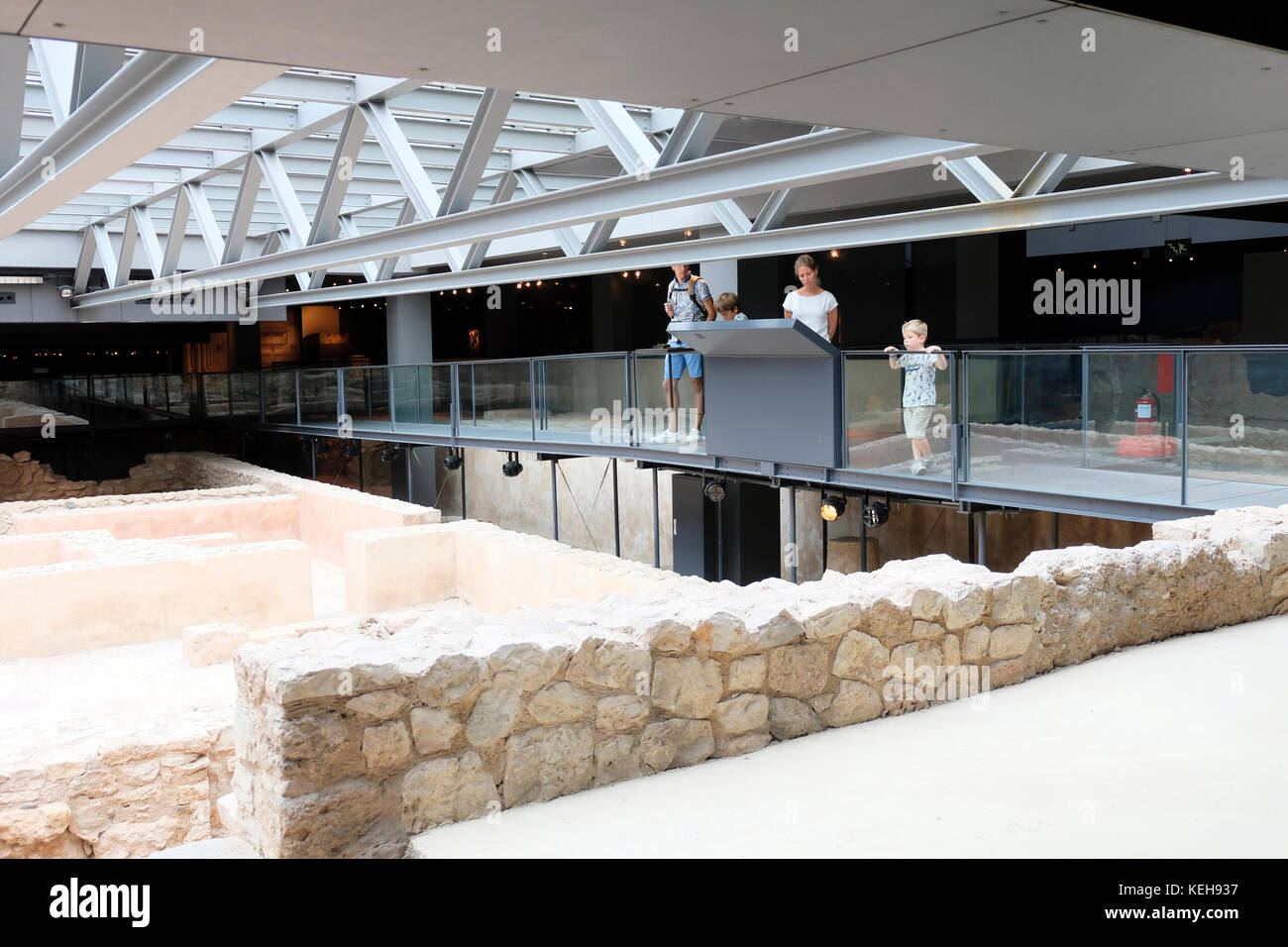 La famille reste en romain, musée archéologique Almoina Valencia, Espagne Banque D'Images