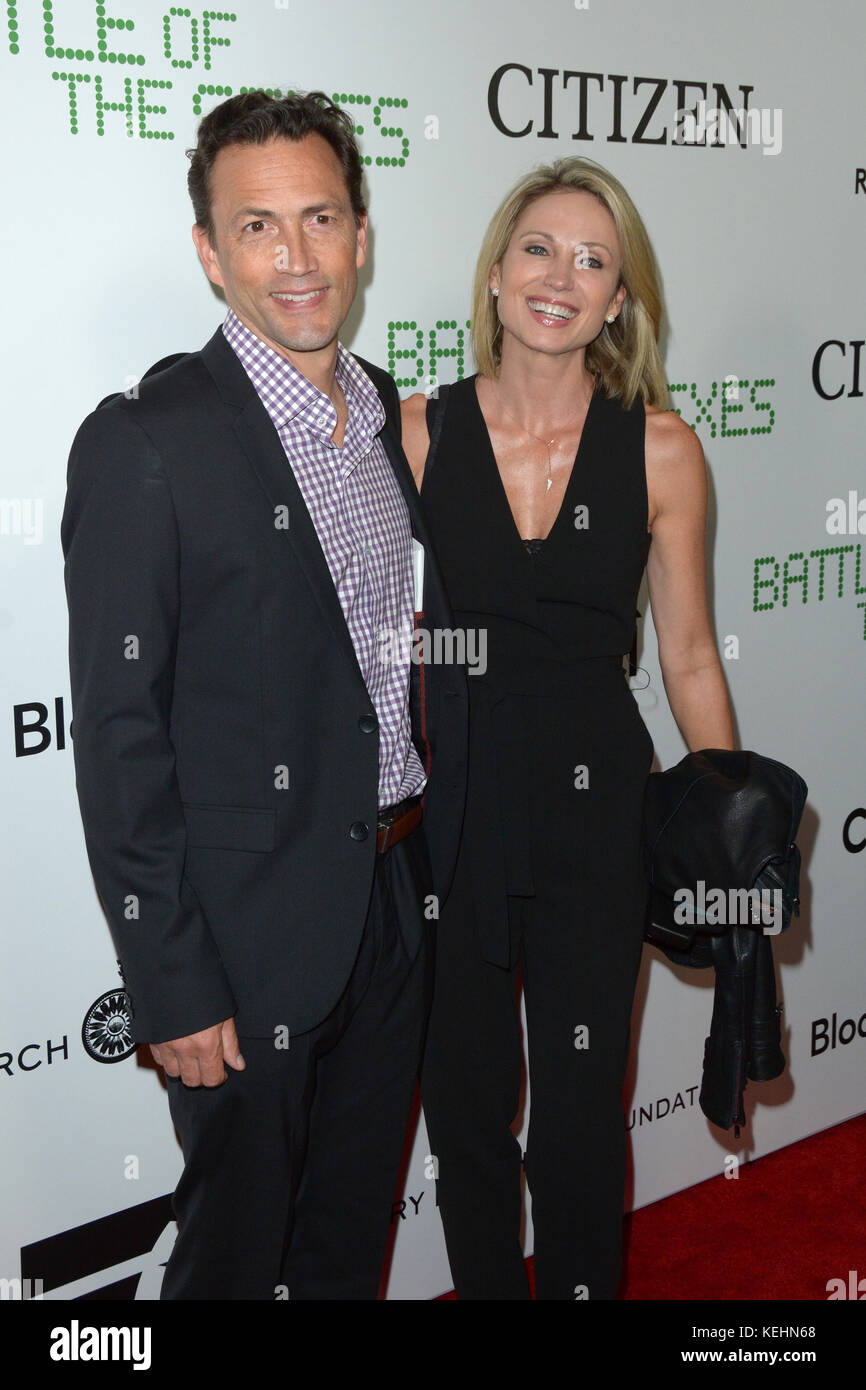 'Battle of the sexes' New York première au SVA Theater - Red Carpet Arrivals featuring : Andrew Shue, Amy Robach où : New York, New York, États-Unis quand : 20 septembre 2017 crédit : Ivan Nikolov/WENN.com Banque D'Images