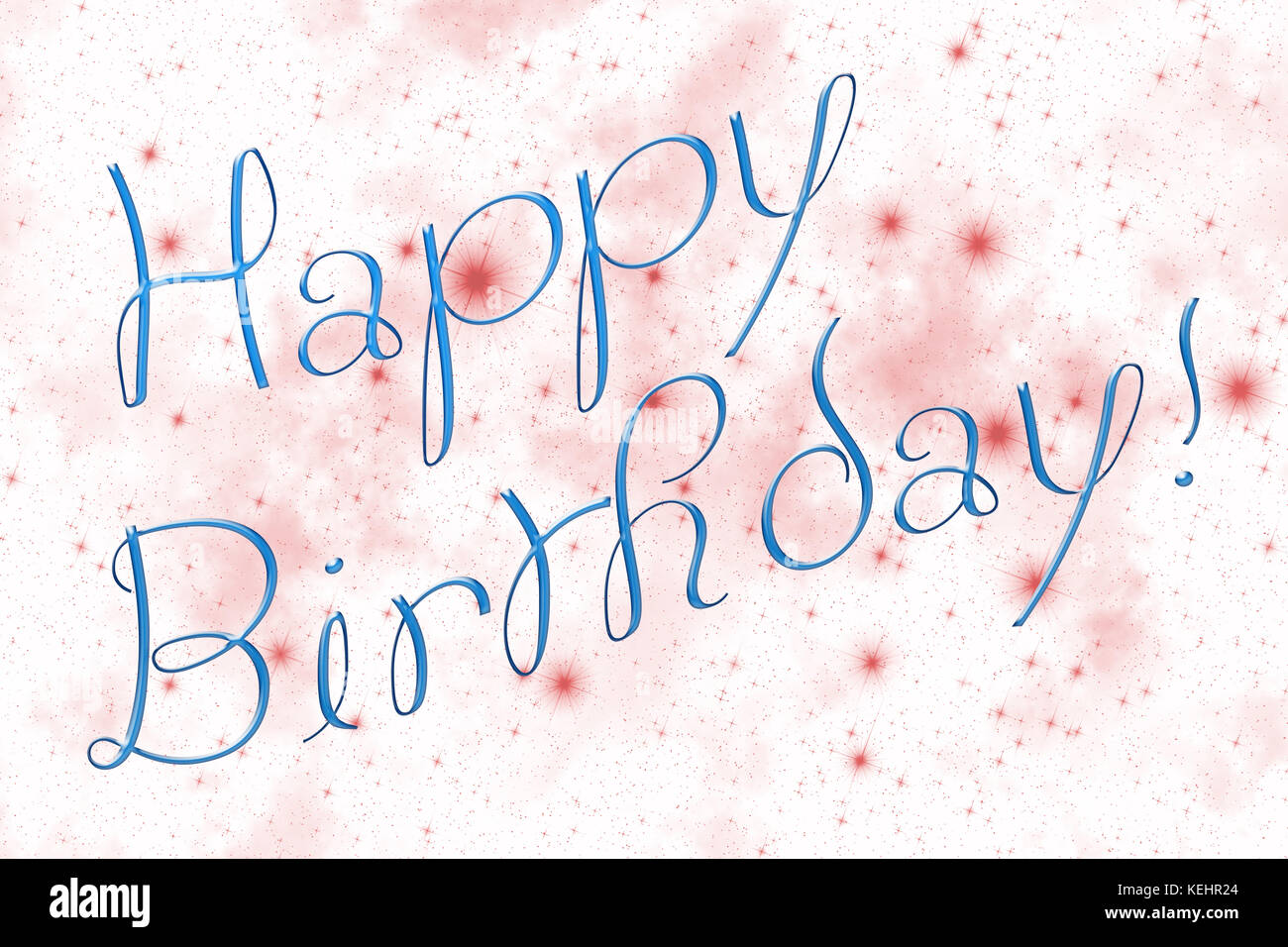 Illustration représentant le message d'accueil cadeaux panier composé de lumière bleue inscription 'Joyeux anniversaire !' et blanc ciel couvert par scintillent mousseux rouge sta Banque D'Images
