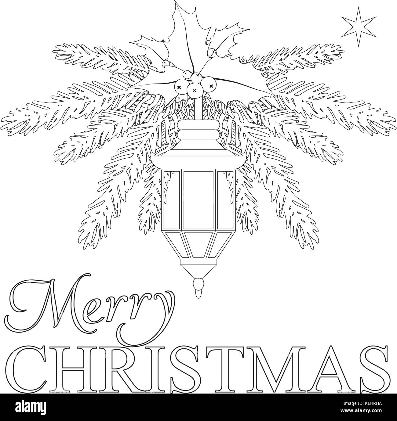 Joyeux Noël Poster Avec étoile Solitaire Rue Lanterne Et