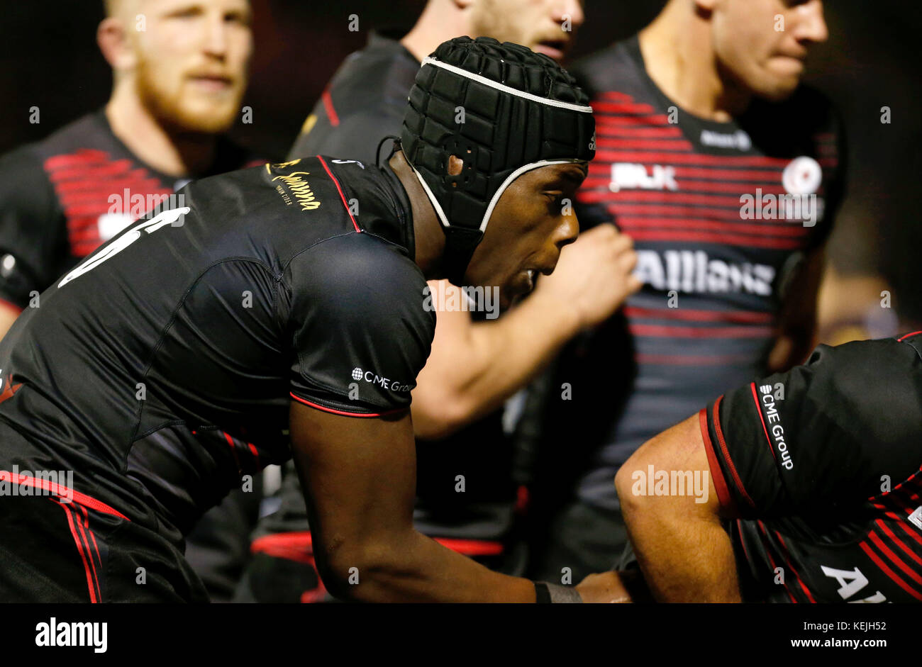Saracens Maro Itoje lors de la coupe des champions, associez deux matchs à Barnett Copthall, Londres. Banque D'Images