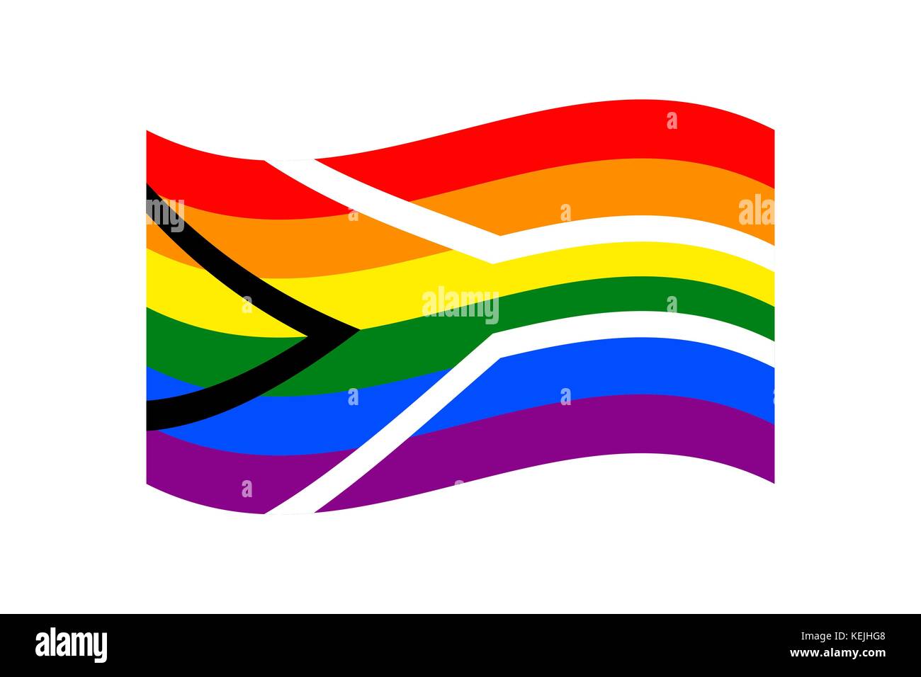 Vector illustration de la gay pride drapeau d'Afrique du Sud sur fond blanc Illustration de Vecteur