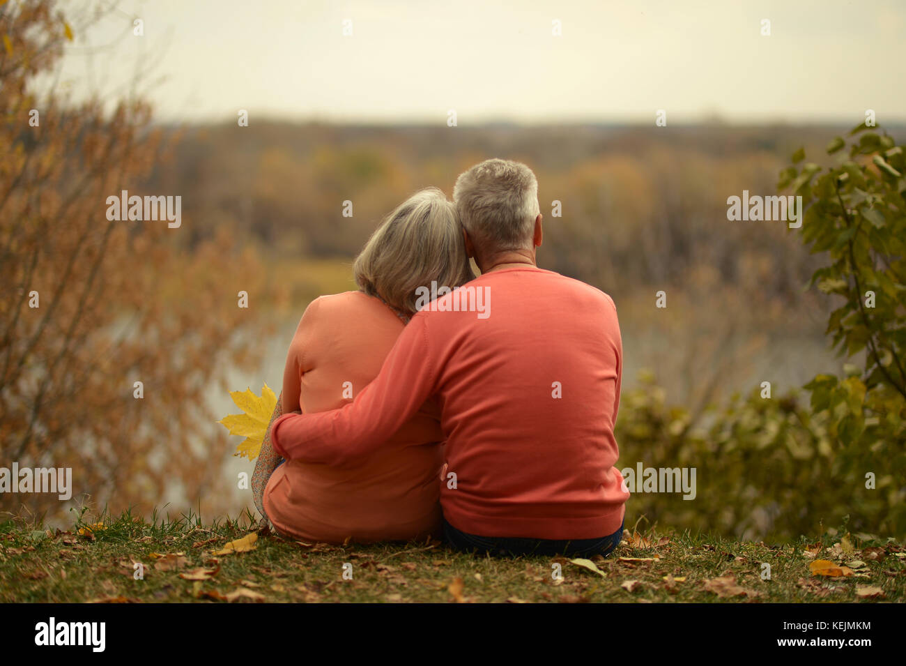 Senior couple hugging Banque D'Images