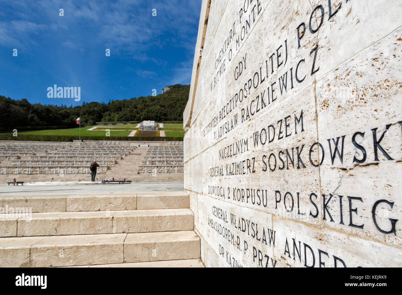 Cassino (Frosinone, Italie) - cimetière polonais à Montecassino, Italie. Le cimetière contient les tombes de polonais et biélorusses sont morts pendant la bataille de Banque D'Images