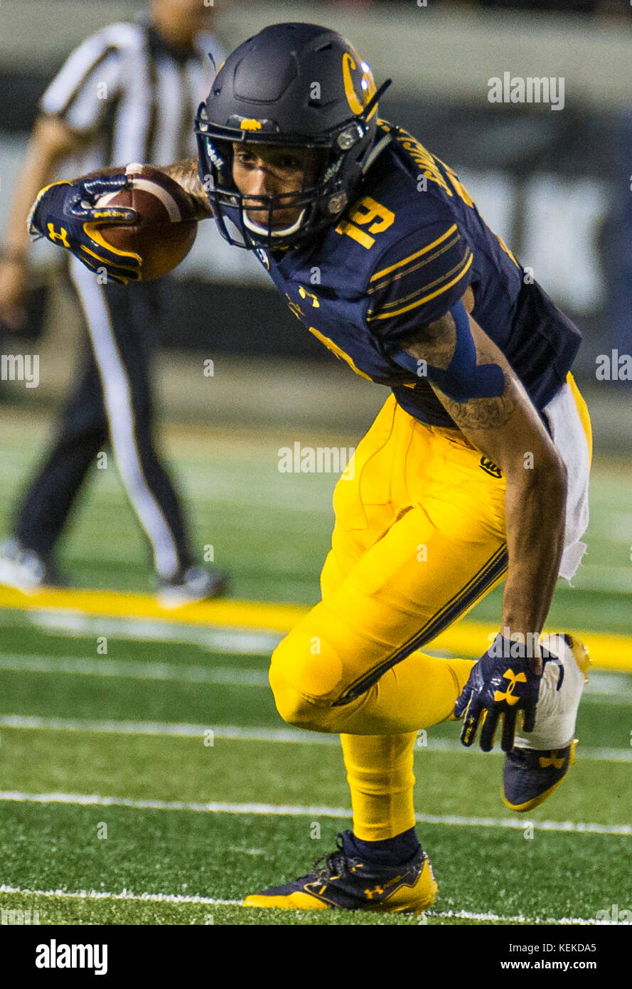 California Memorial Stadium. 21 Oct, 2017. États-unis Californie wide receiver Brandon Singleton (19) avait 3 captures pour 32 yards lors de la NCAA Football match entre Arizona Wildcats et le California Golden Bears 45-44 perdus en double prolongation à la California Memorial Stadium. James Thurman/CSM/Alamy Live News Banque D'Images