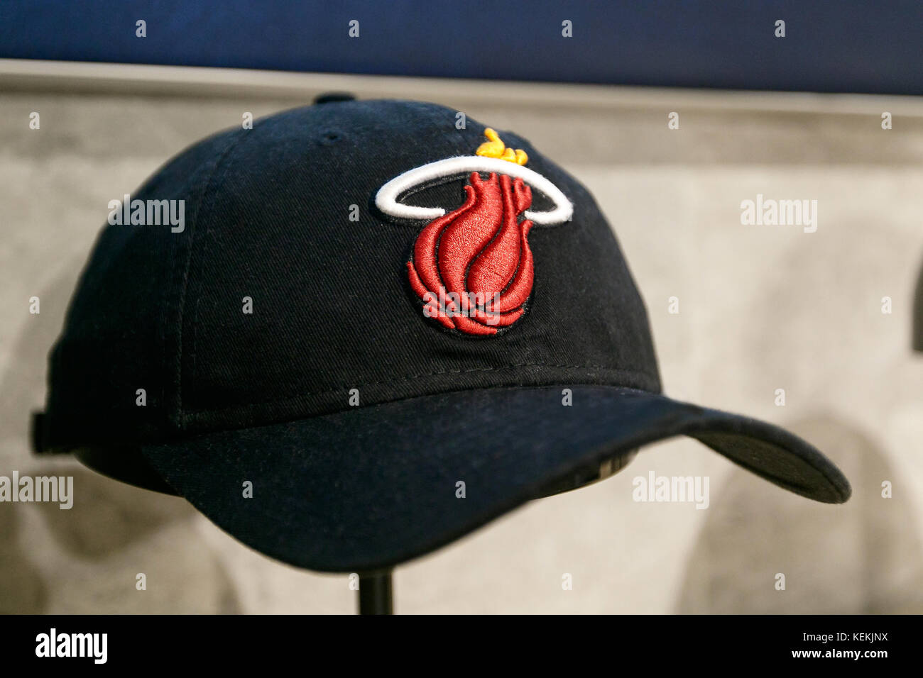 Miami Heat hat en vente dans la NBA store à Manhattan. Banque D'Images