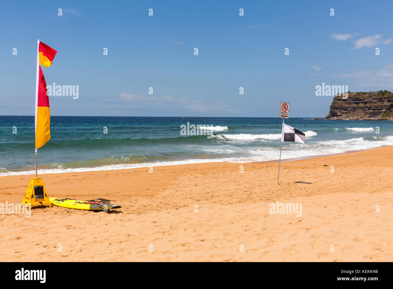 Sauvetage Surf sauveteurs Bungan beach, Bungan beach est une plage de surf populaire sur les plages du nord de Sydney, Nouvelle Galles du Sud, Australie Banque D'Images