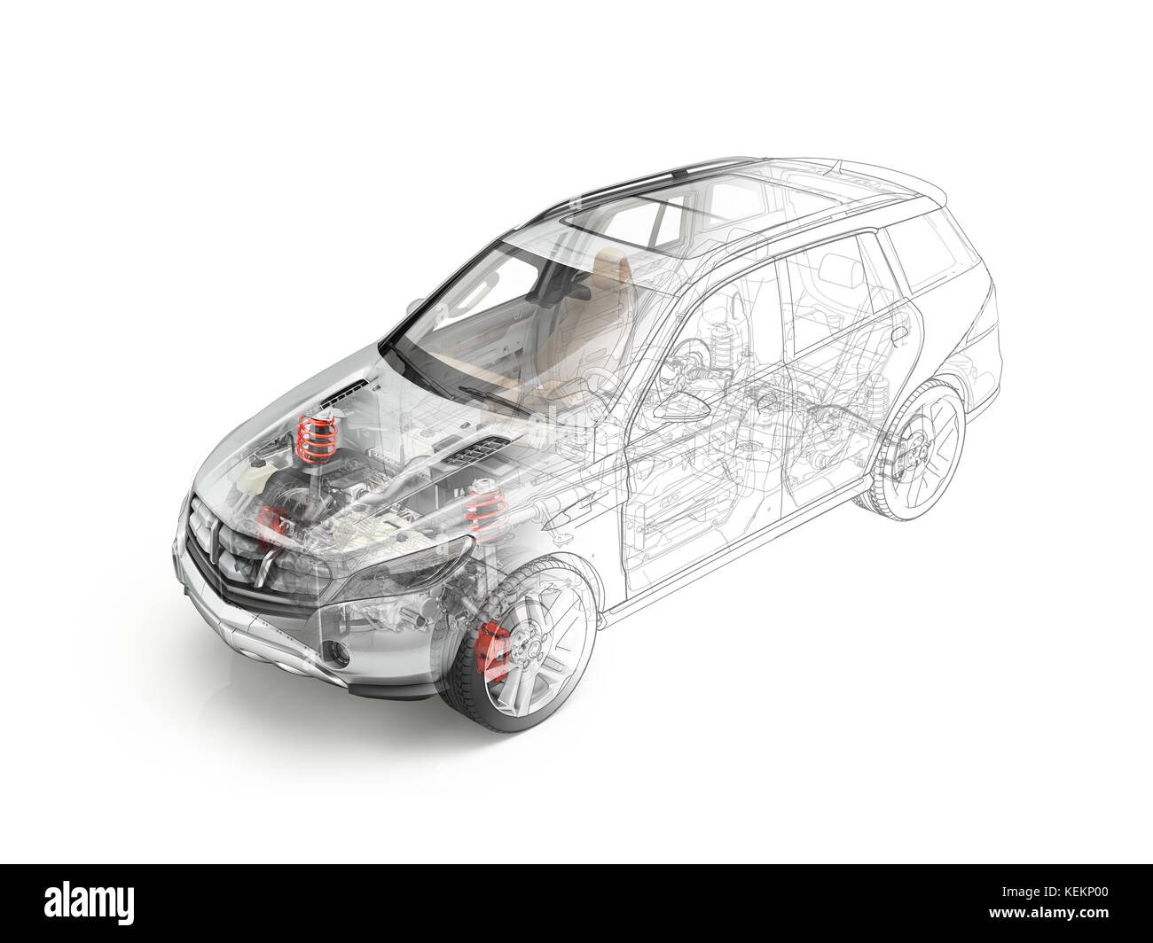 Voiture vus en coupe technique, section transversale Banque D'Images