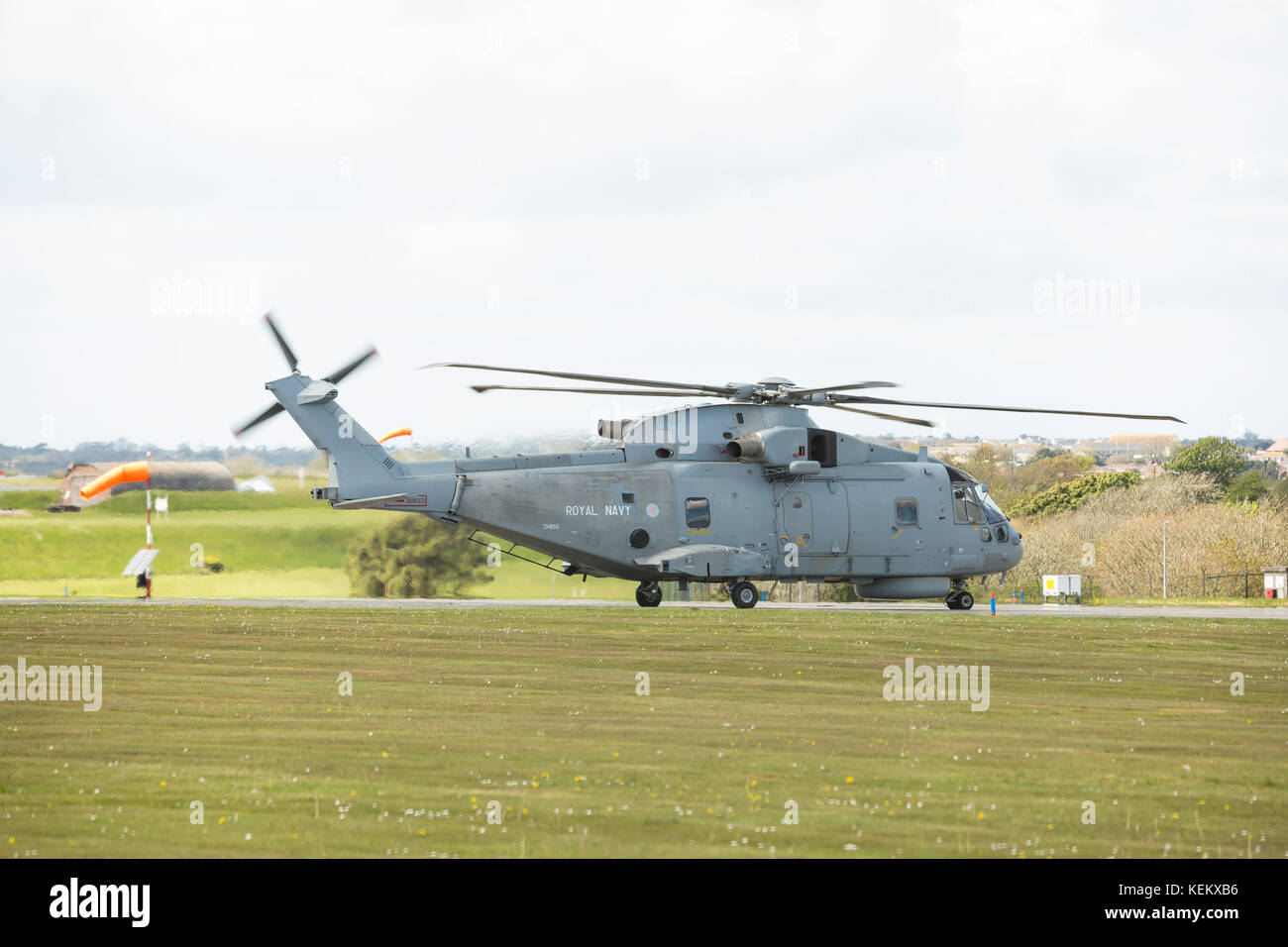 Fleet Air Arm Agusta Westland Merlin HM1 hélicoptère RNAS Culdrose fonctionnement au sol Banque D'Images