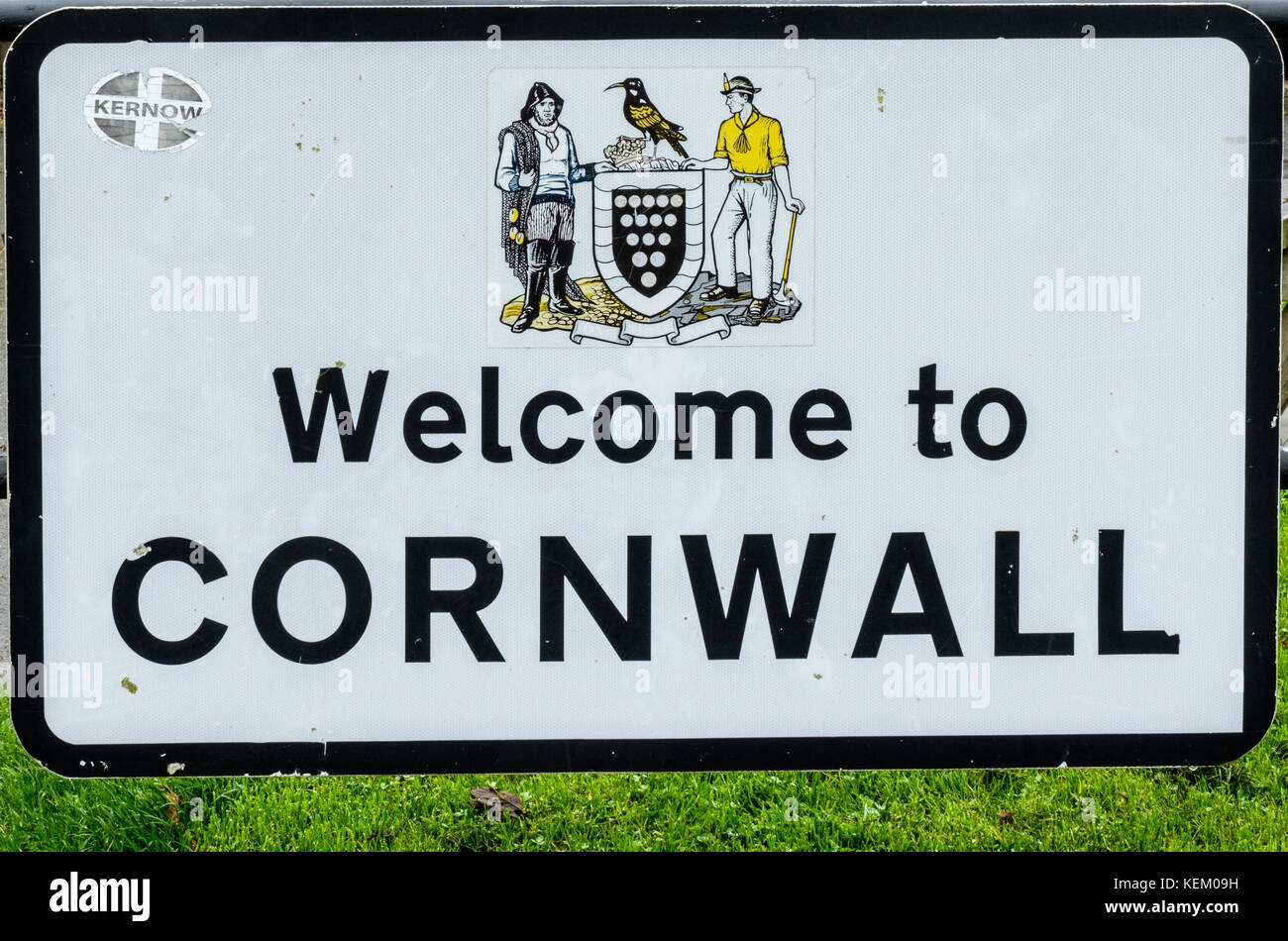 Bienvenue à Cornwall signe à Cremyll, Cornwall, England, UK Banque D'Images