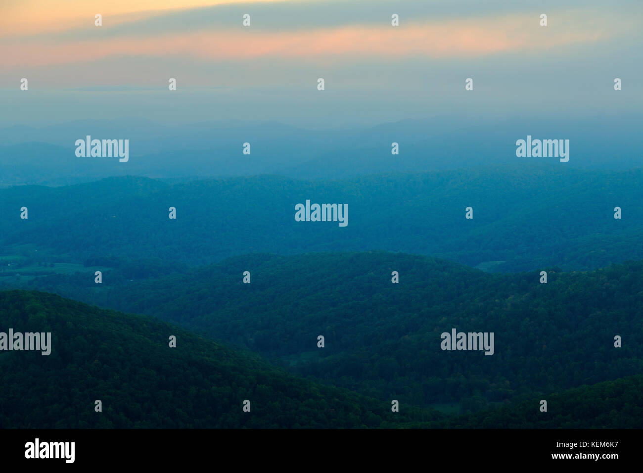 Vallée de Shenandoah en Virginie de l'ouest au coucher du soleil Banque D'Images