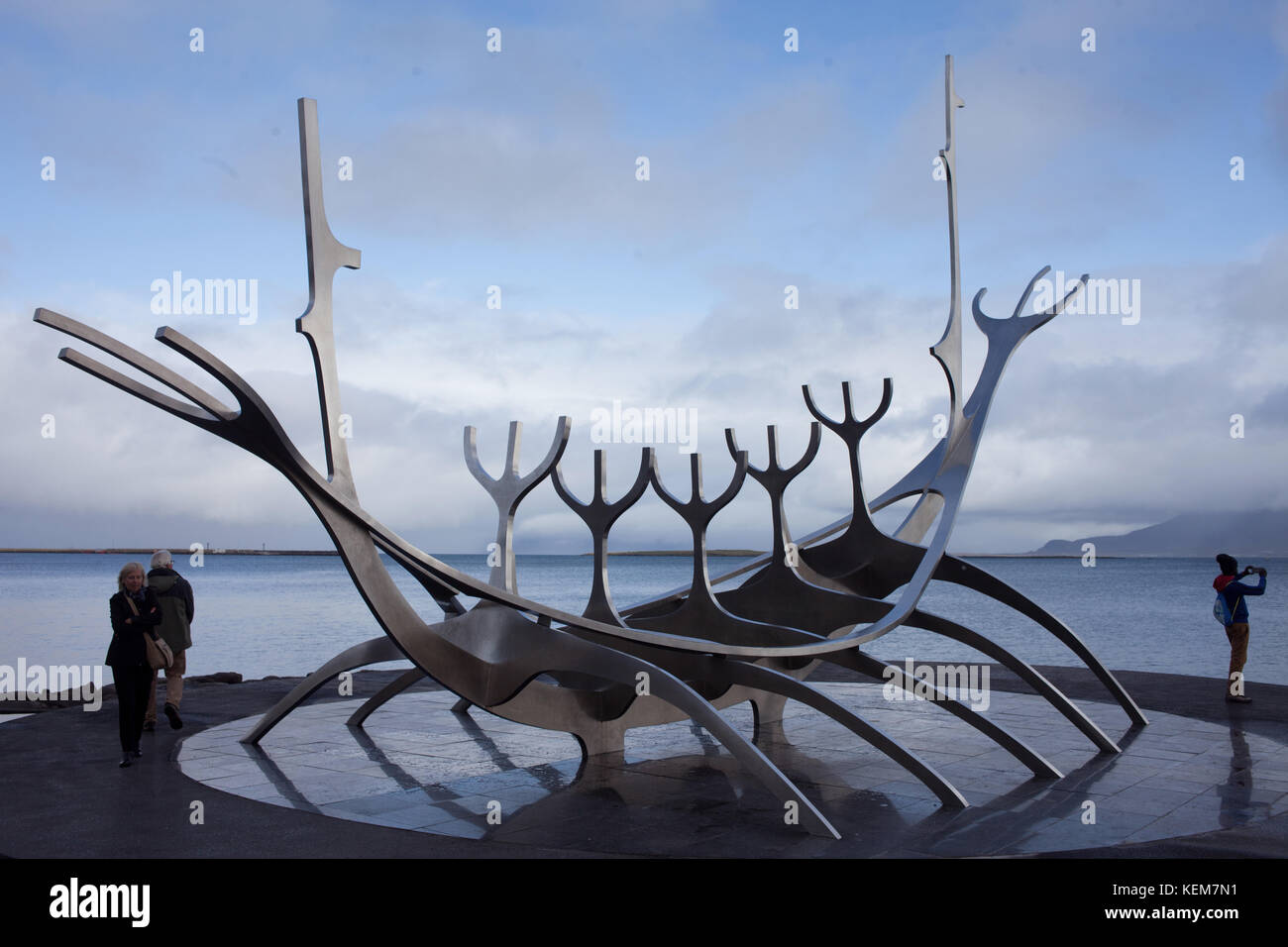 Reykjavik, Islande - 27 août 2017 : sun voyager monument, monument de Reykjavik Banque D'Images