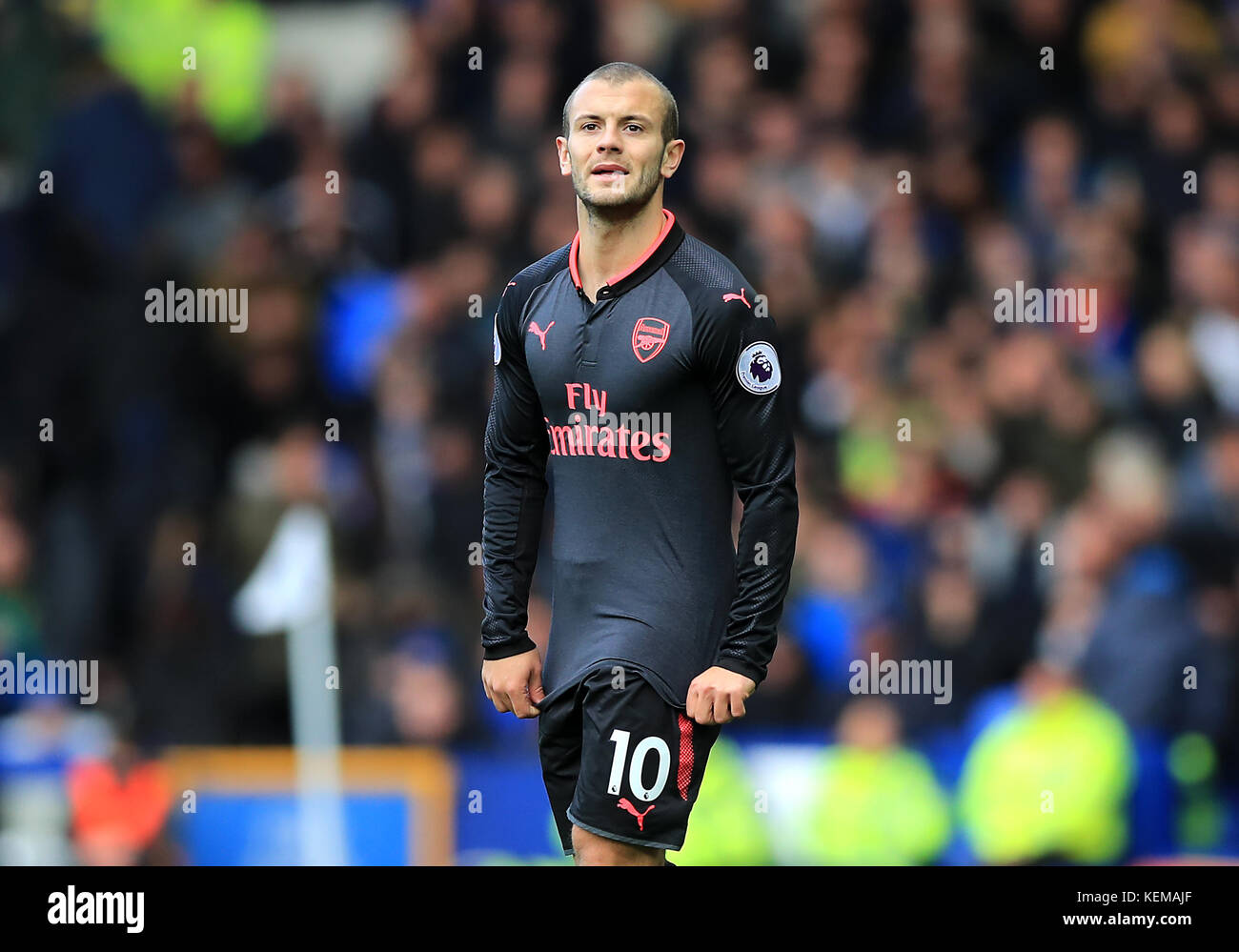 Jack Wilshere d'Arsenal pendant le match de la Premier League au Goodison Park, Liverpool. APPUYEZ SUR ASSOCIATION photo. Date de la photo: Dimanche 22 octobre 2017. Voir PA Story SOCCER Everton. Le crédit photo devrait se lire comme suit : Peter Byrne/PA Wire. RESTRICTIONS : aucune utilisation avec des fichiers audio, vidéo, données, listes de présentoirs, logos de clubs/ligue ou services « en direct » non autorisés. Utilisation en ligne limitée à 75 images, pas d'émulation vidéo. Aucune utilisation dans les Paris, les jeux ou les publications de club/ligue/joueur unique. Banque D'Images