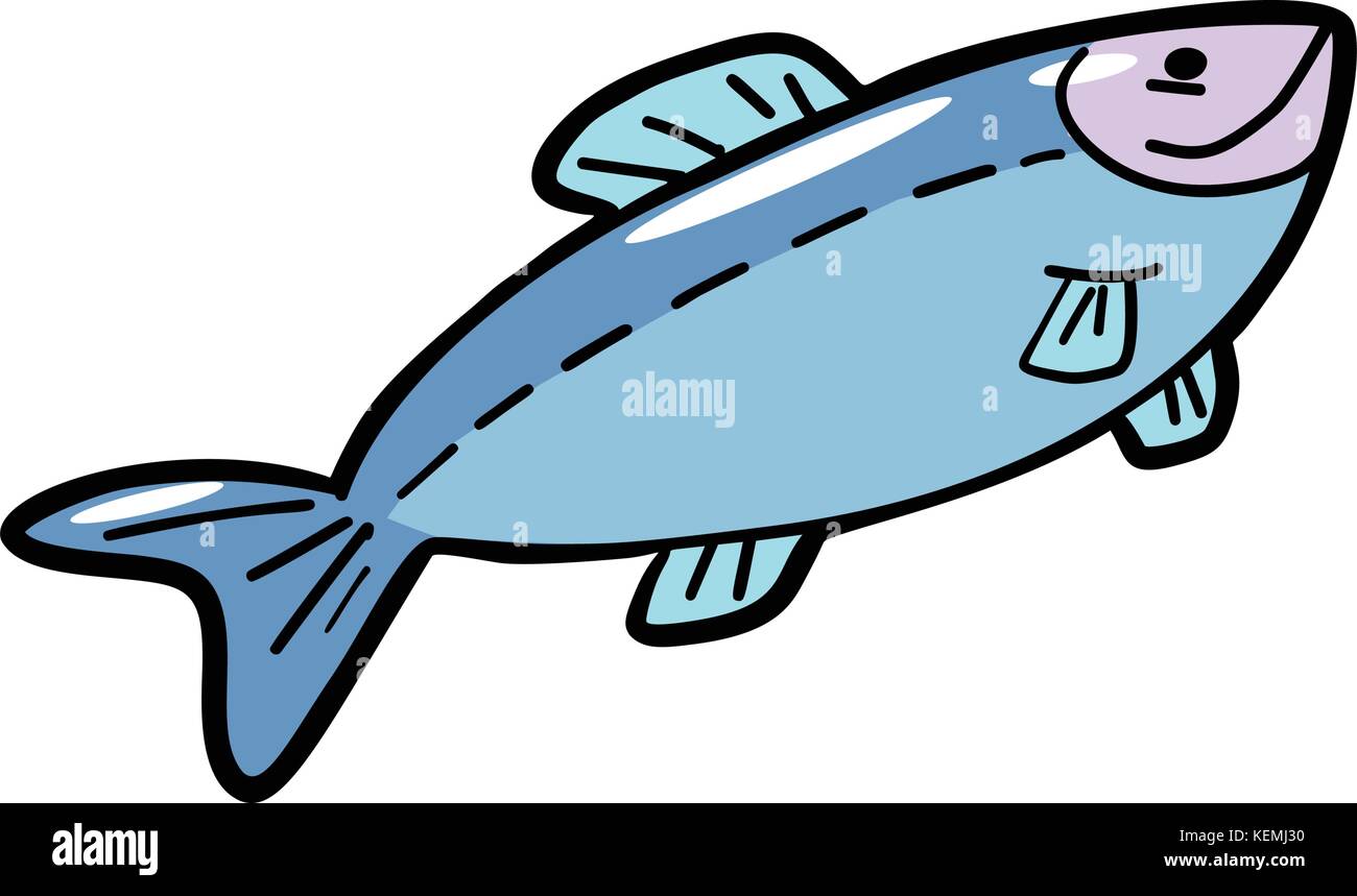 Les poissons, les animaux de la rivière et du poisson, aliments produit Illustration de Vecteur