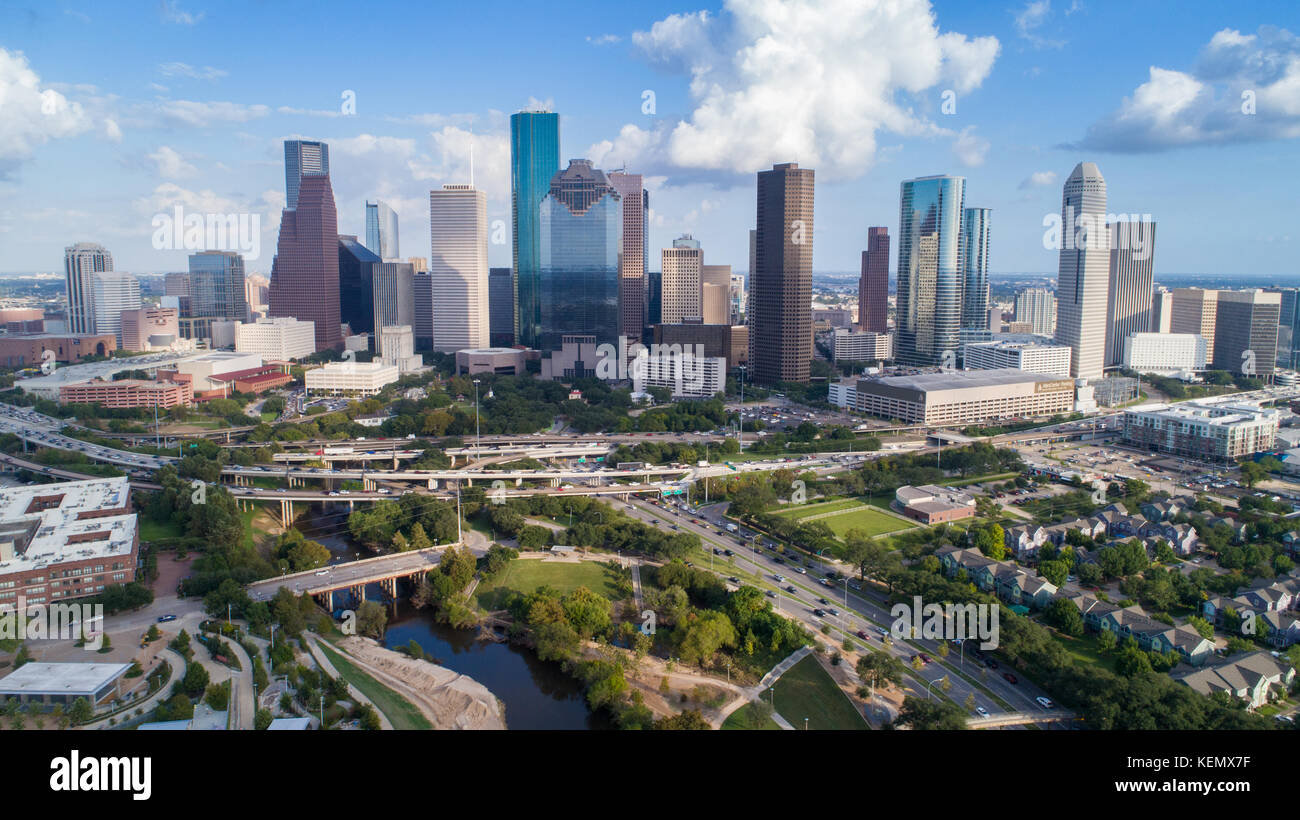 Vue aérienne du centreville de Houston skyline bâtiment ville, à