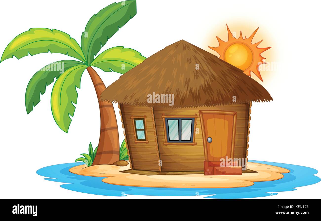 Illustration d'un petit nipa hut dans l'île sur un fond blanc Illustration de Vecteur