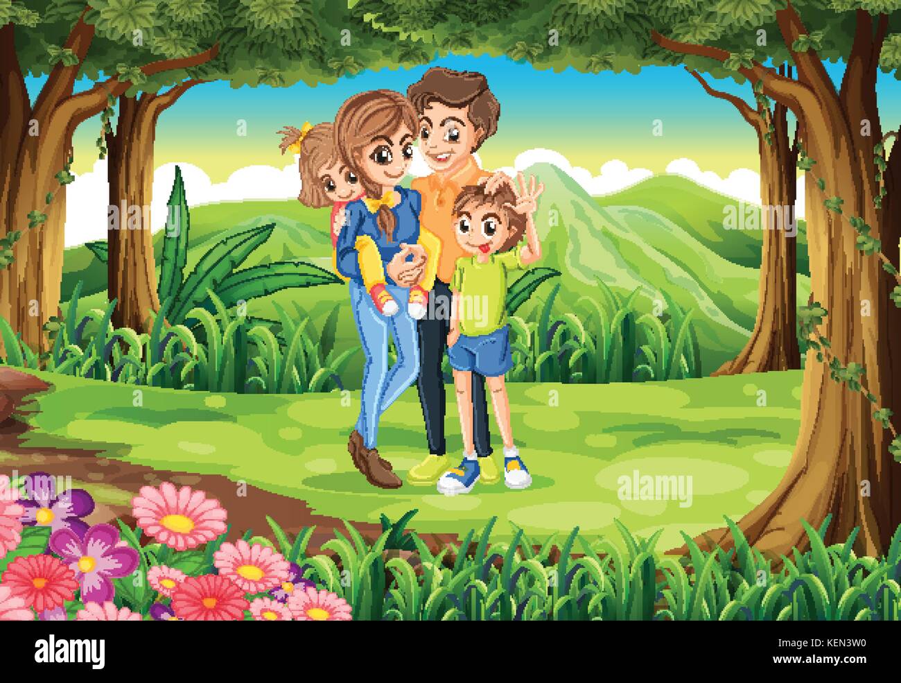 Illustration d'une famille à la jungle Illustration de Vecteur