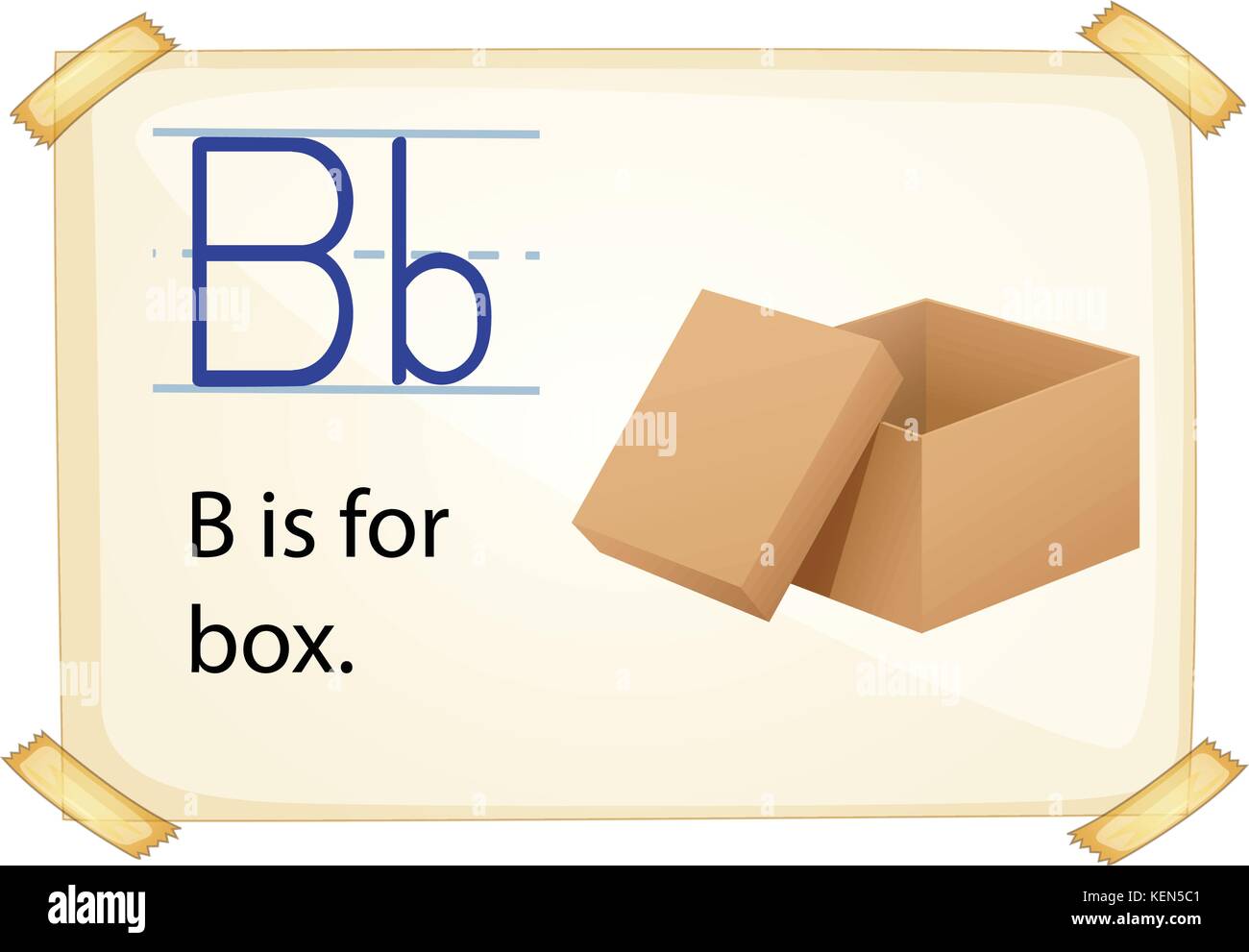 Carte montrant l'alphabétisation la lettre b avec peine et de l'objet exemple Illustration de Vecteur