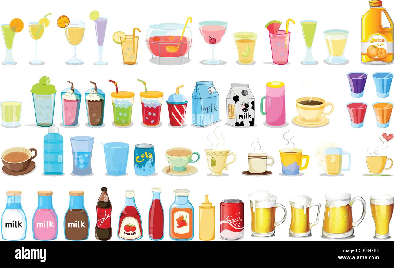 Page De Garde Boisson Illustration des différents types de boissons Image Vectorielle Stock