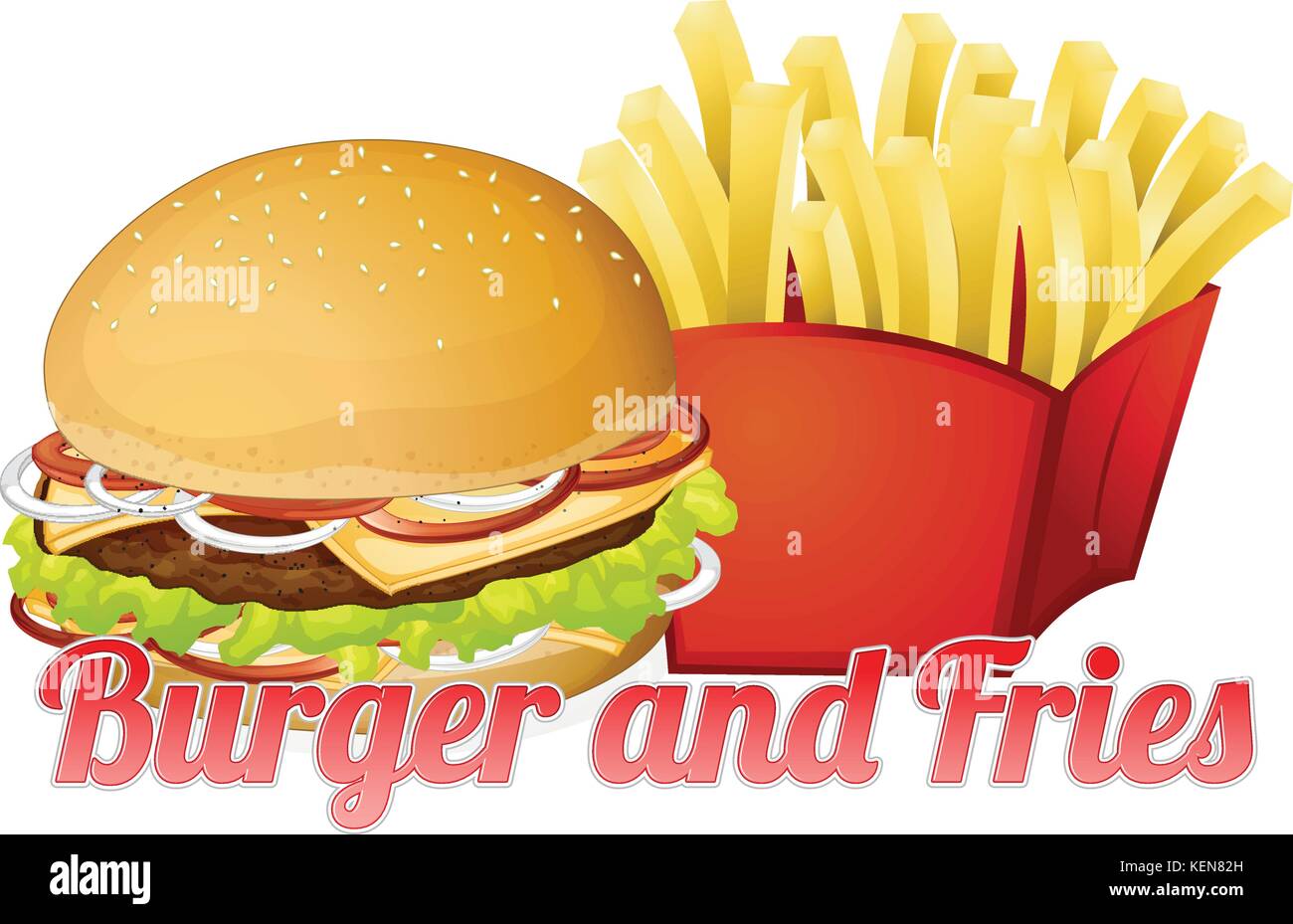 Illustration D Un Hamburger Et Des Frites Poster Image Vectorielle Stock Alamy