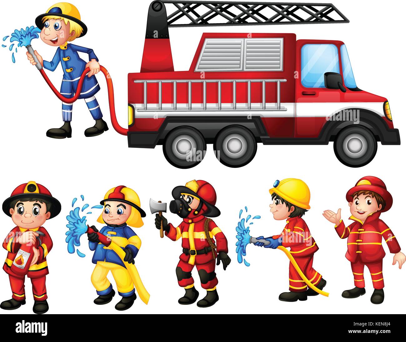 Illustration d'un ensemble des pompiers Illustration de Vecteur