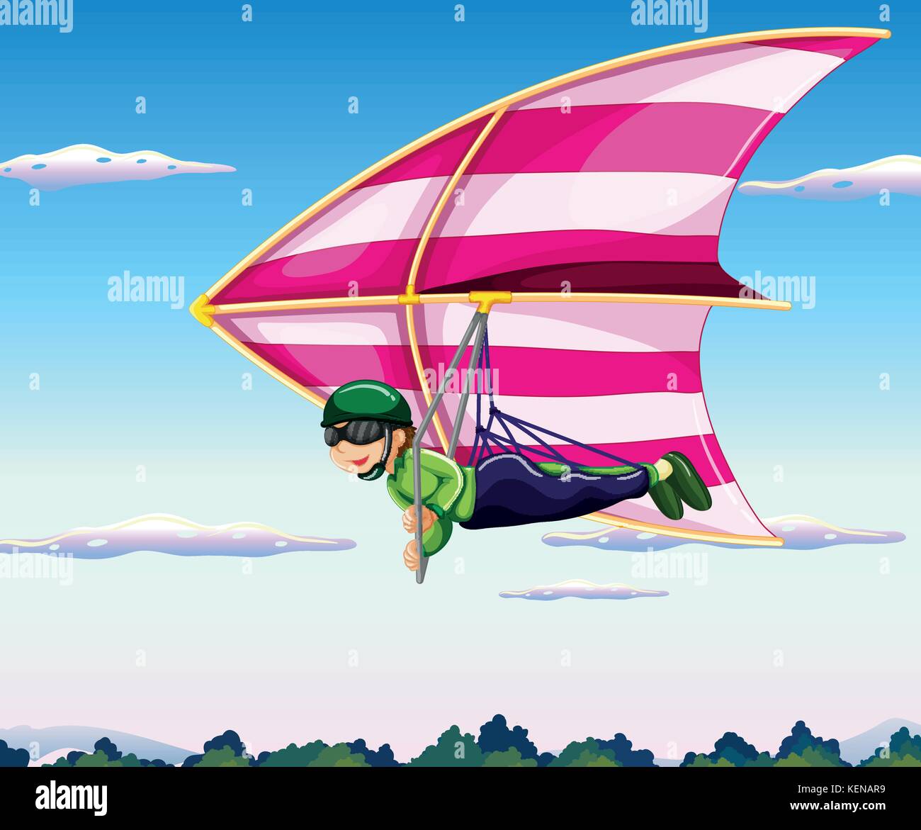 Hang glider flying in sky Illustration de Vecteur