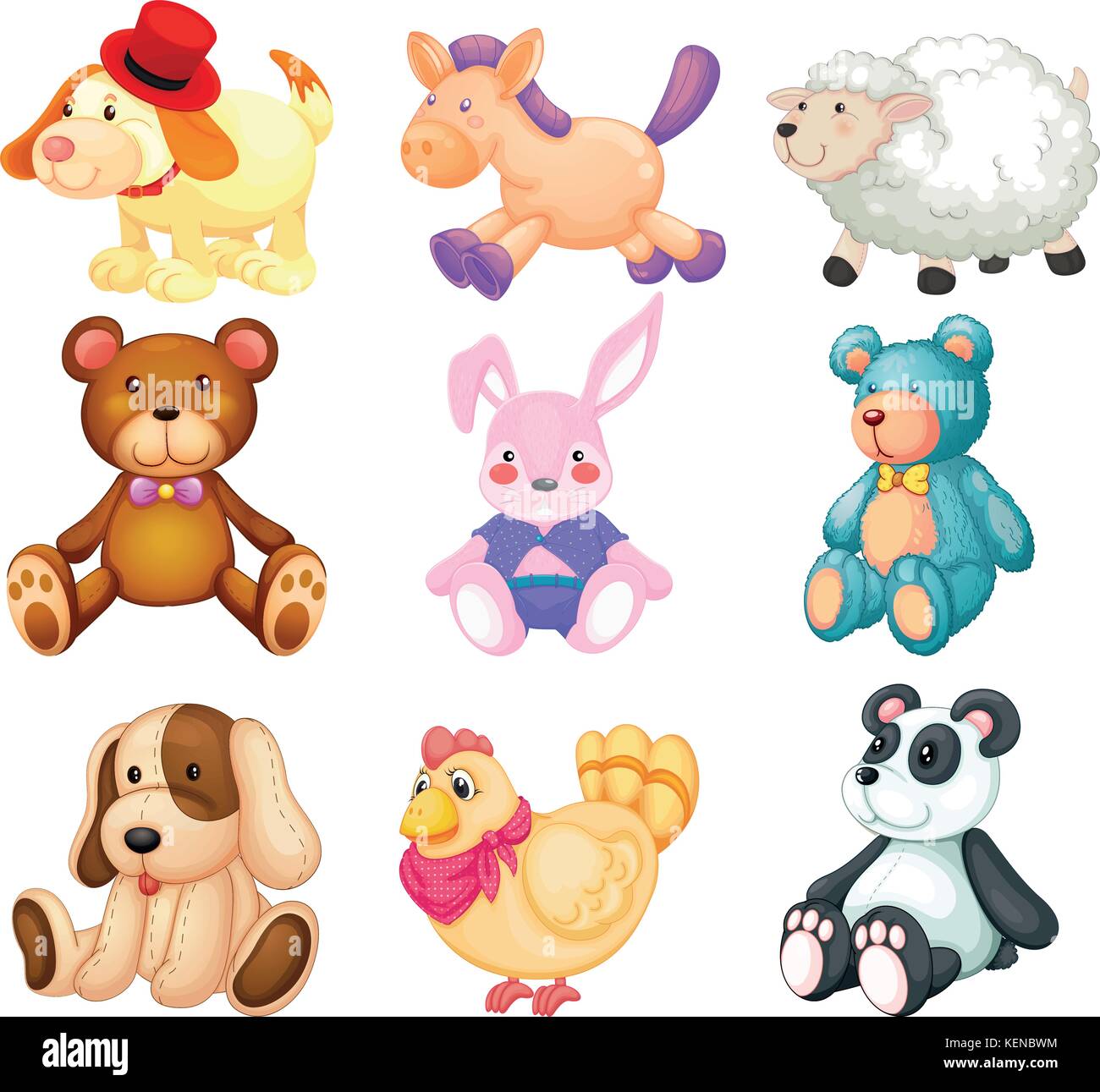 Illustration de nombreux animaux en peluche Illustration de Vecteur