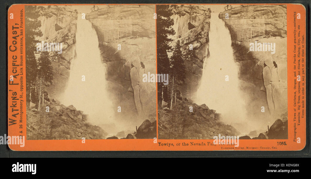 Yowiye, ou le Nevada et l'automne, la piscine de 700 pieds, Yosmite Valley, Mariposa Co, par Watkins, Carleton E., 1829 19164 Banque D'Images