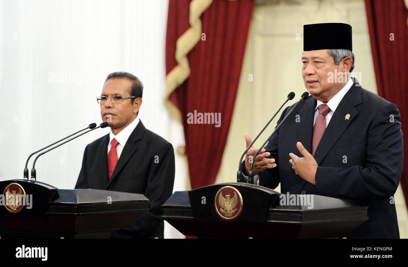 Pa dan Taur Matan Ruak di Istana Merdeka 21 06 2013 Banque D'Images