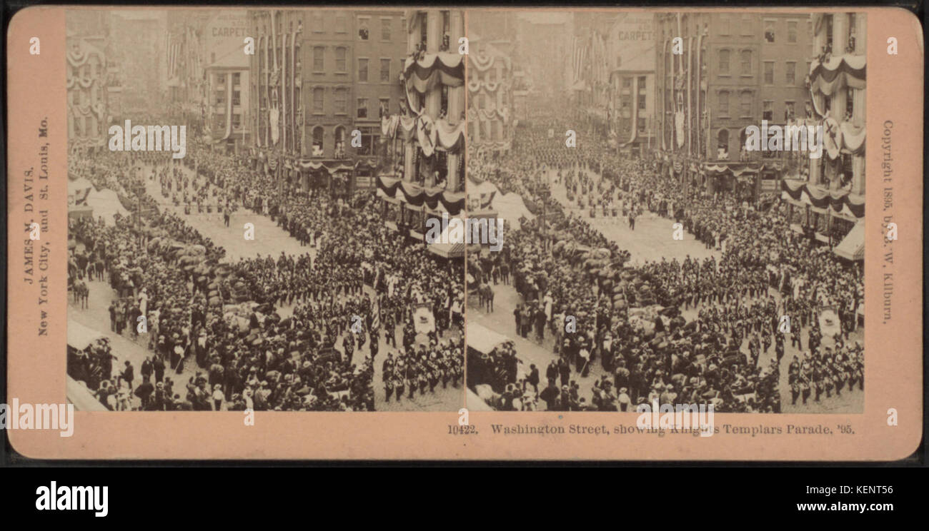 Washington Street, montrant Templiers Parade, '95, à partir de Robert N. Dennis collection de vues stéréoscopiques Banque D'Images
