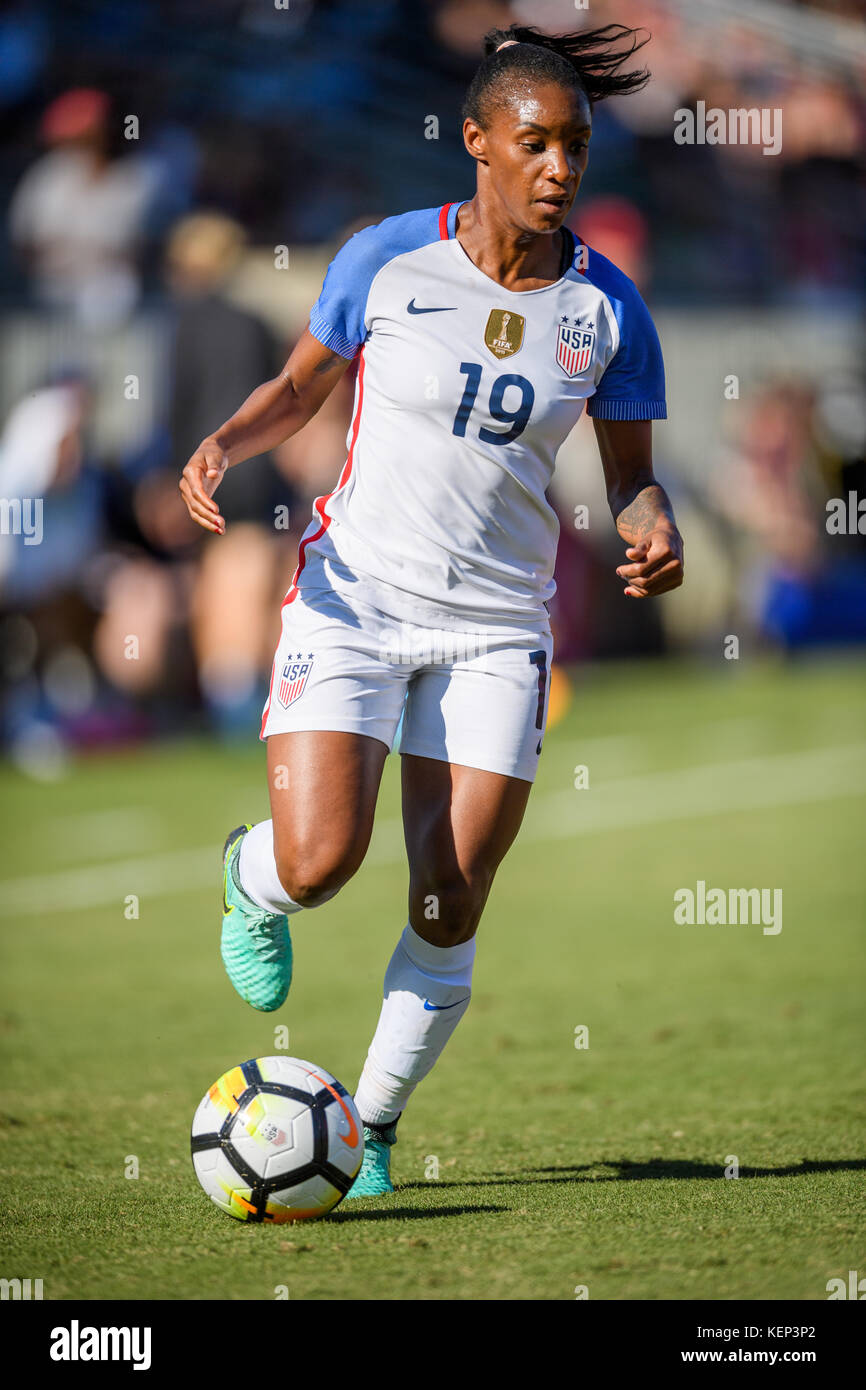 L'avant-Crystal Dunn (19) au cours de la Women's International match de football entre la Corée et les États-Unis au WakeMed Soccer Park à Cary, NC le 22 octobre 2017. Jacob Kupferman/CSM Banque D'Images