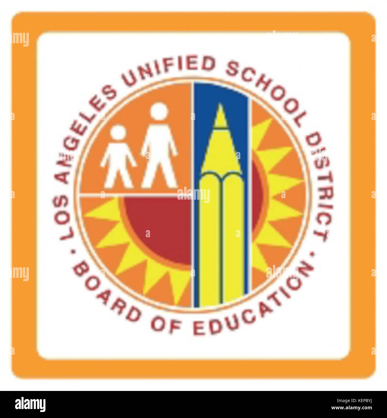 Le logo du Los Angeles Unified School District (LAUSD) du 30 mars 2014 représente l'emblème officiel du district. Il symbolise l'éducation, la communauté et l'engagement de LAUSD à fournir une éducation de qualité aux étudiants de Los Angeles. Banque D'Images