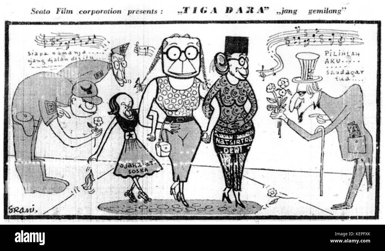 Tiga Dara caricature, Peran Pemuda dalam Kebangkitan p178 de l'Indonésie, du film Banque D'Images