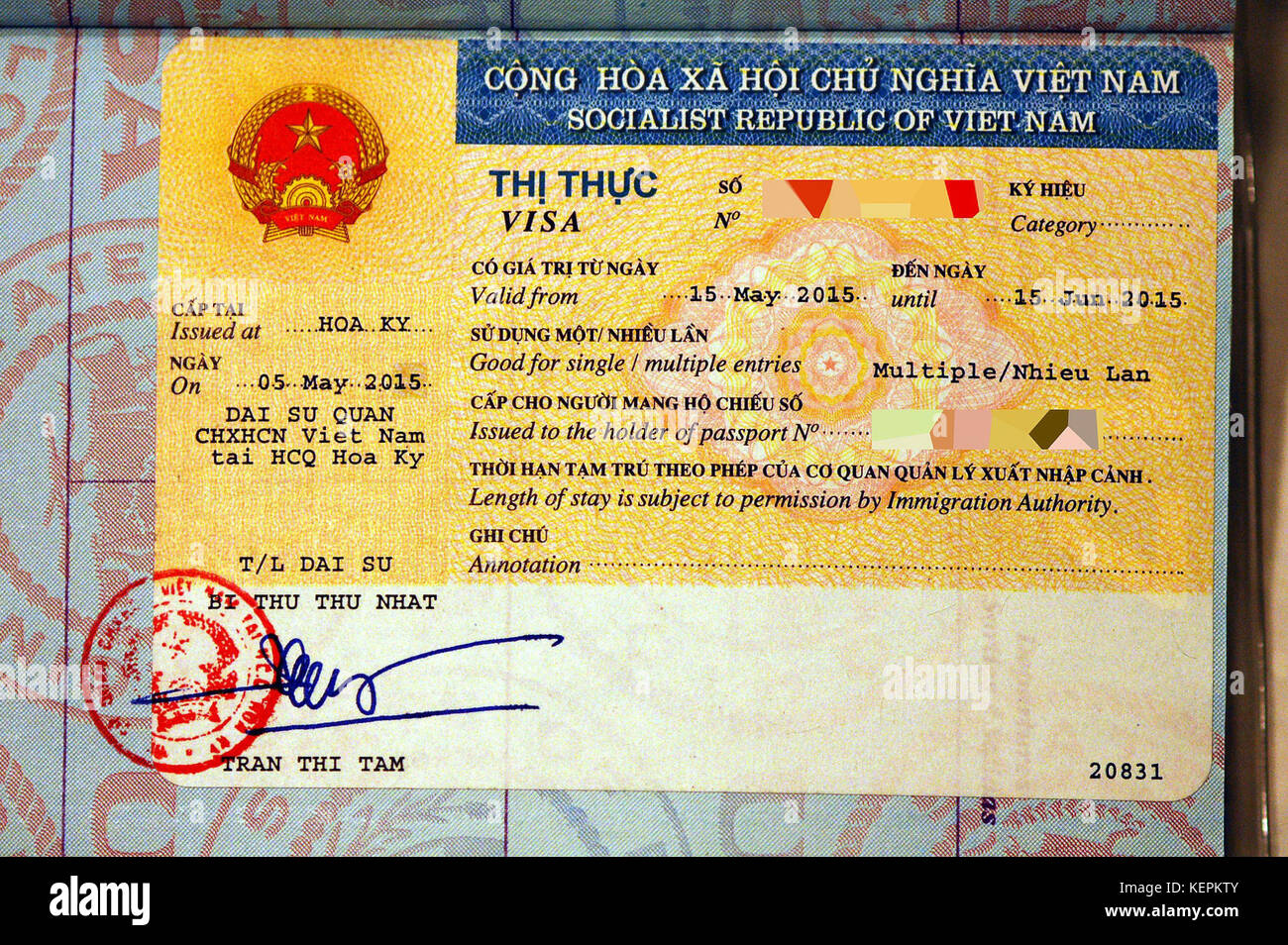 Vietnam visa de touriste Banque D'Images