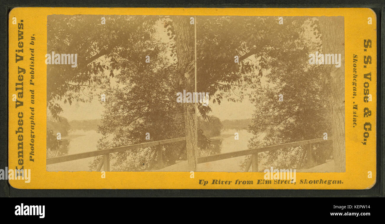 En remontant le fleuve de la rue Elm, Skowhegan, par S.S. Vose & Co. Banque D'Images